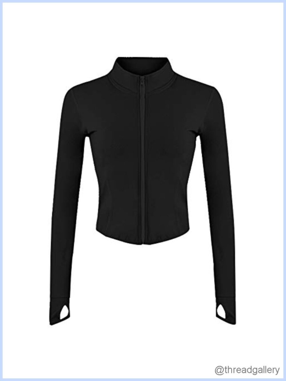 Women's Zip Up Cropped Running Jacket Thumb Hole Athletic Lightweight